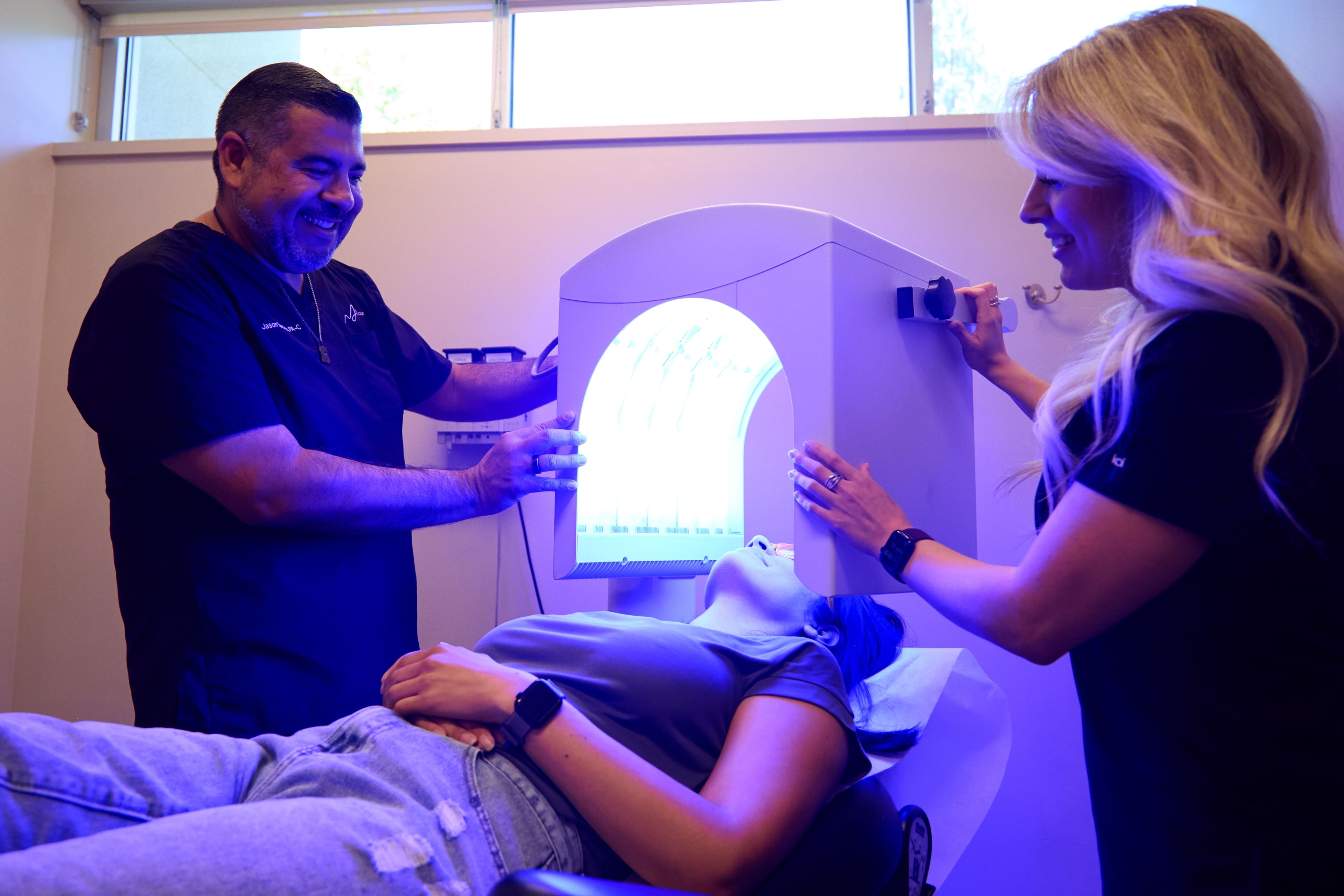 A narrow band UVB phototherapy session