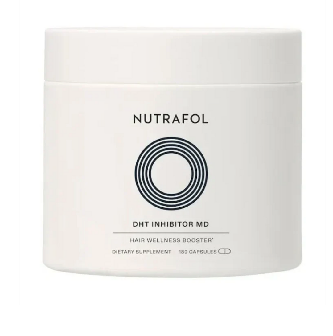 Nutrafol DHT Inhibitor booster jar on a white background