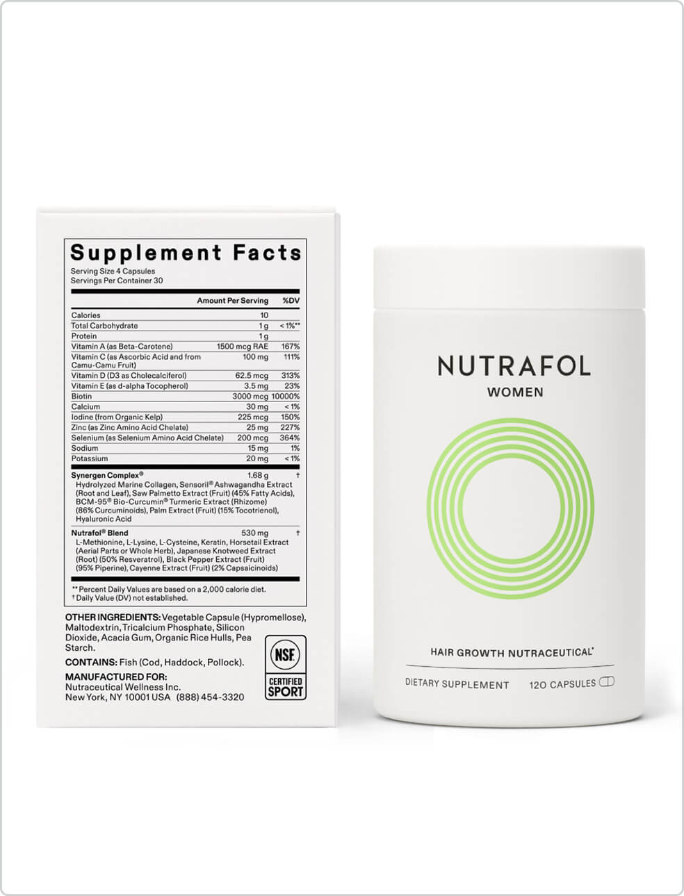 Nutrafol Women bottle with supplement facts panel