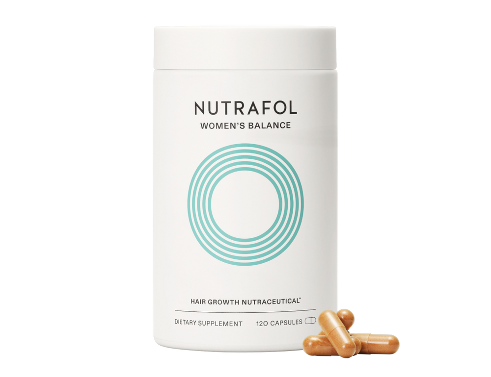 Nutrafol Women's Balance bottle with capsules on a white background