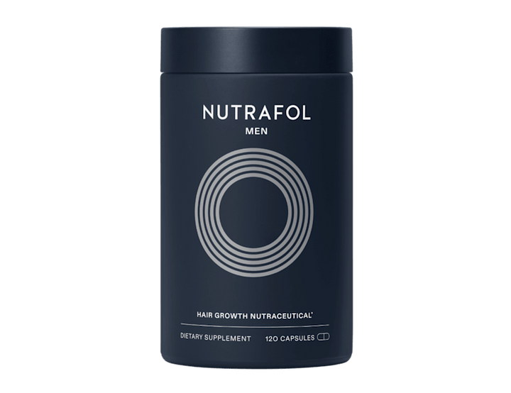 Nutrafol Men Hair Growth Nutraceutical bottle on a white background
