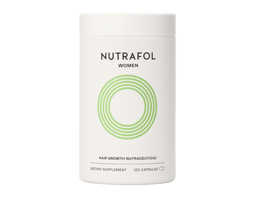 Nutrafol Women Hair Growth Nutraceutical bottle on a white background