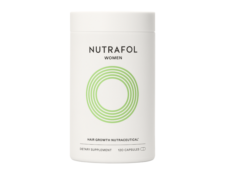 Nutrafol Women Hair Growth Nutraceutical bottle on a white background